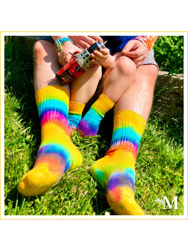 Maggie's Organic Cotton Socks - Tie Dye, Blue & Candy Apple Red - 3 pack